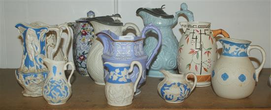 11 Victorian and later salt glaze & other jugs